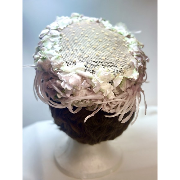 1960's Original Antique Retro Ladies Flower Floral‎ Vintage  Hat - Picture 7 of 10